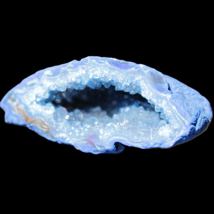 Blue dyed Agate geode 50*22*30mm 30g in sunlight - Rocks and Things Store