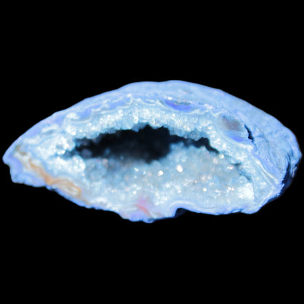 Blue dyed Agate geode 50*22*30mm 30g in sunlight - Rocks and Things Store