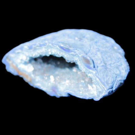 Blue dyed Agate geode 50*22*30mm 30g in sunlight - Rocks and Things Store