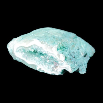 Green dyed Agate geode 42*20*31mm 26g in sunlight - Rocks and Things Store