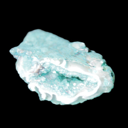 Green dyed Agate geode 42*20*31mm 26g in sunlight - Rocks and Things Store
