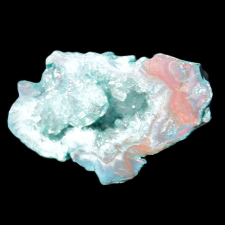 Green dyed Agate geode 44*28*20mm 22g in sunlight - Rocks and Things Store