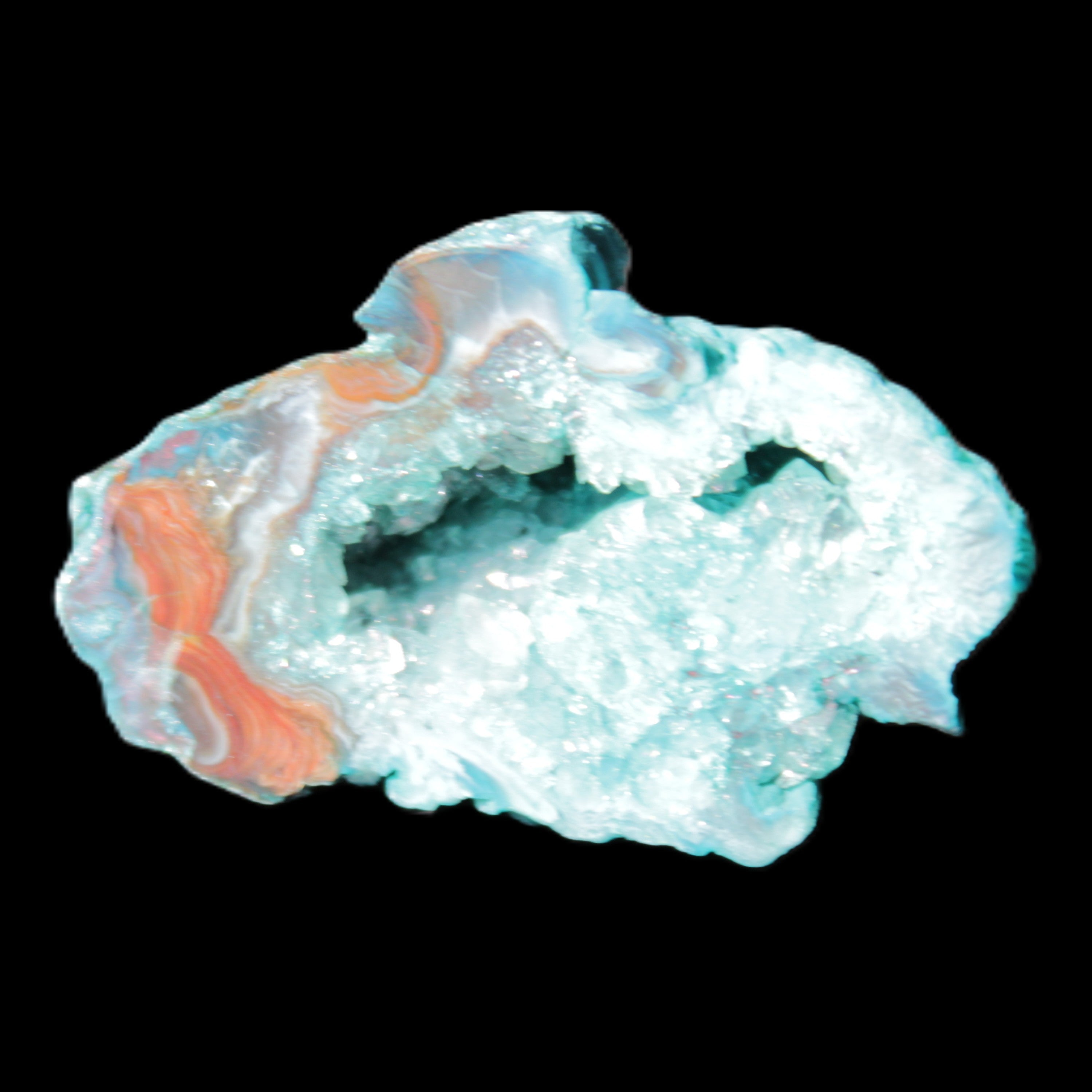 Green dyed Agate geode 44*28*20mm 22g in sunlight - Rocks and Things Store