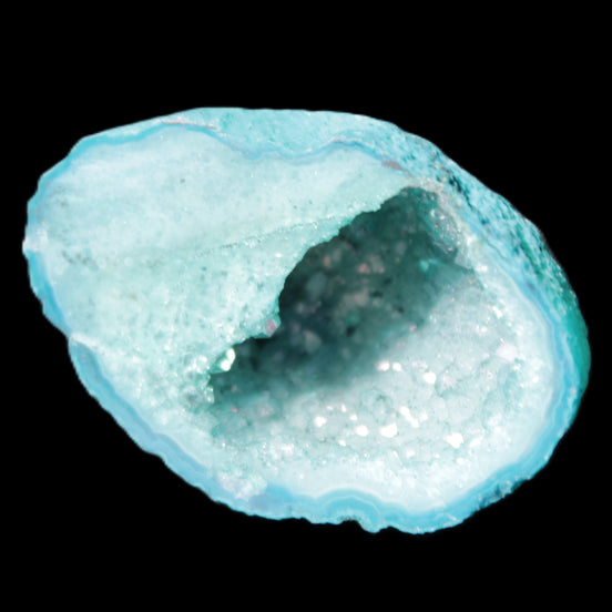 Green dyed Agate geode 40*27*20mm 16g in sunlight - Rocks and Things Store