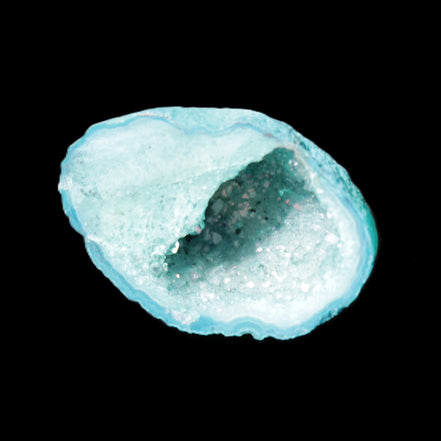 Green dyed Agate geode 40*27*20mm 16g in sunlight - Rocks and Things Store