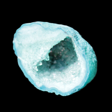 Green dyed Agate geode 40*27*20mm 16g in sunlight - Rocks and Things Store