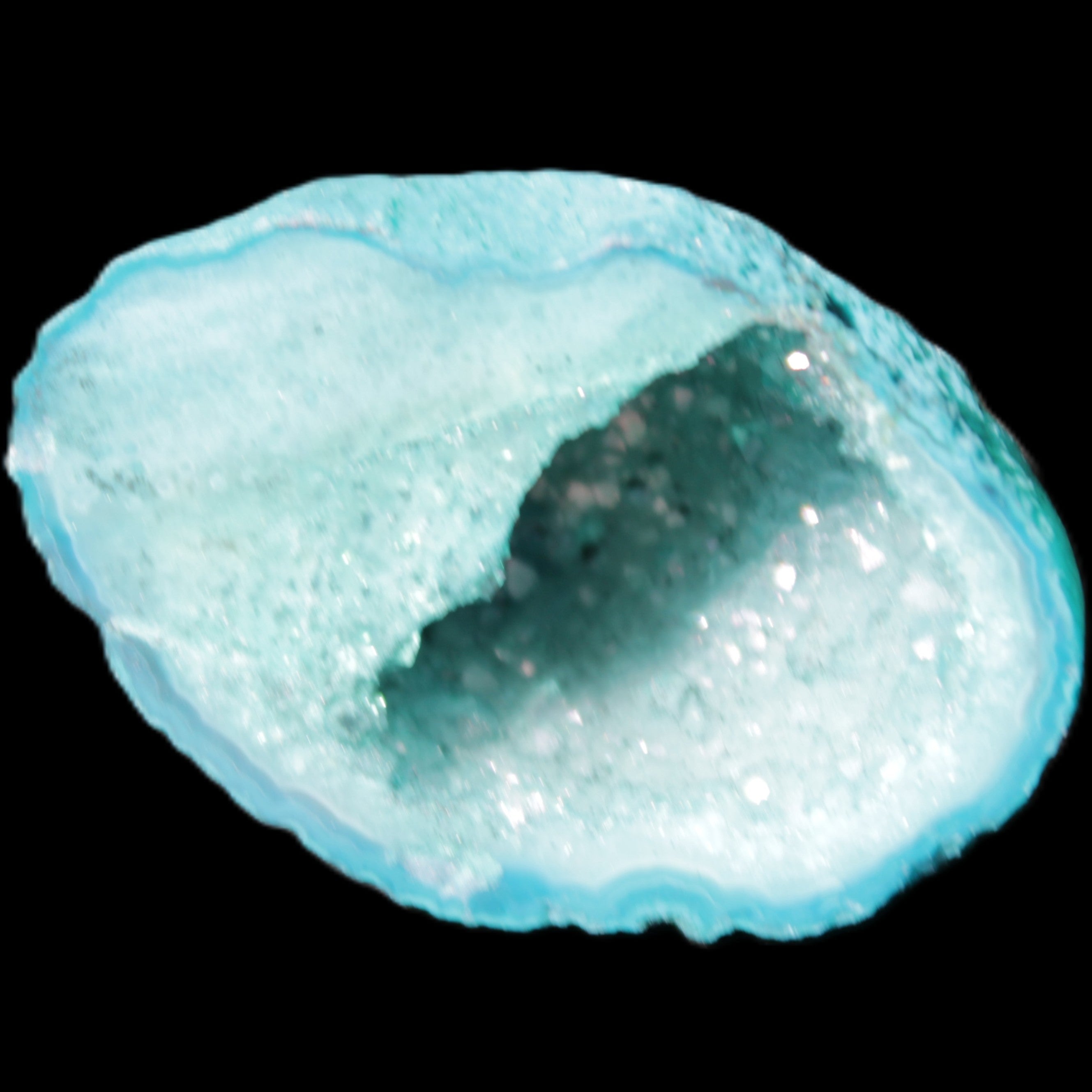 Green dyed Agate geode 40*27*20mm 16g in sunlight - Rocks and Things Store