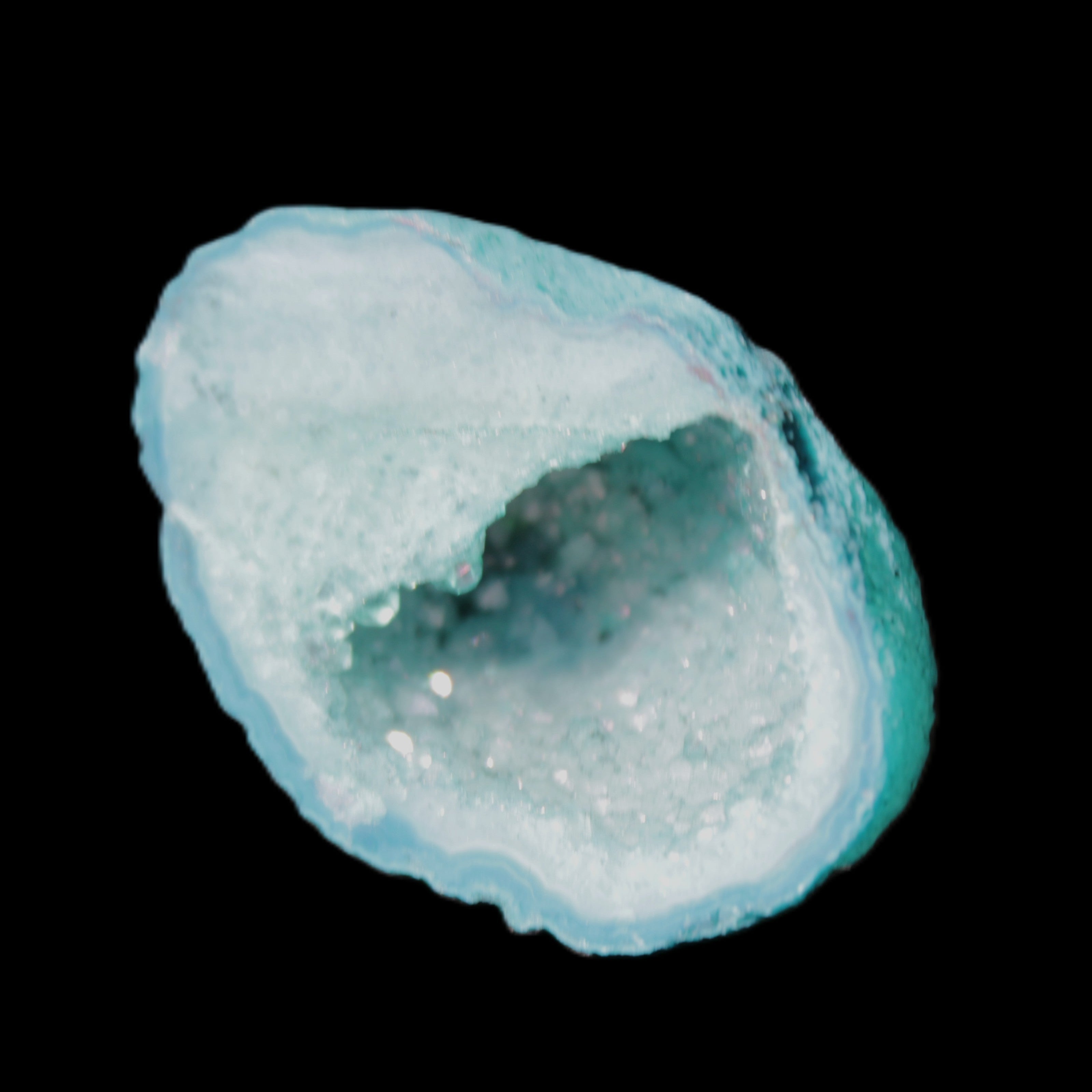 Green dyed Agate geode 40*27*20mm 16g in sunlight - Rocks and Things Store
