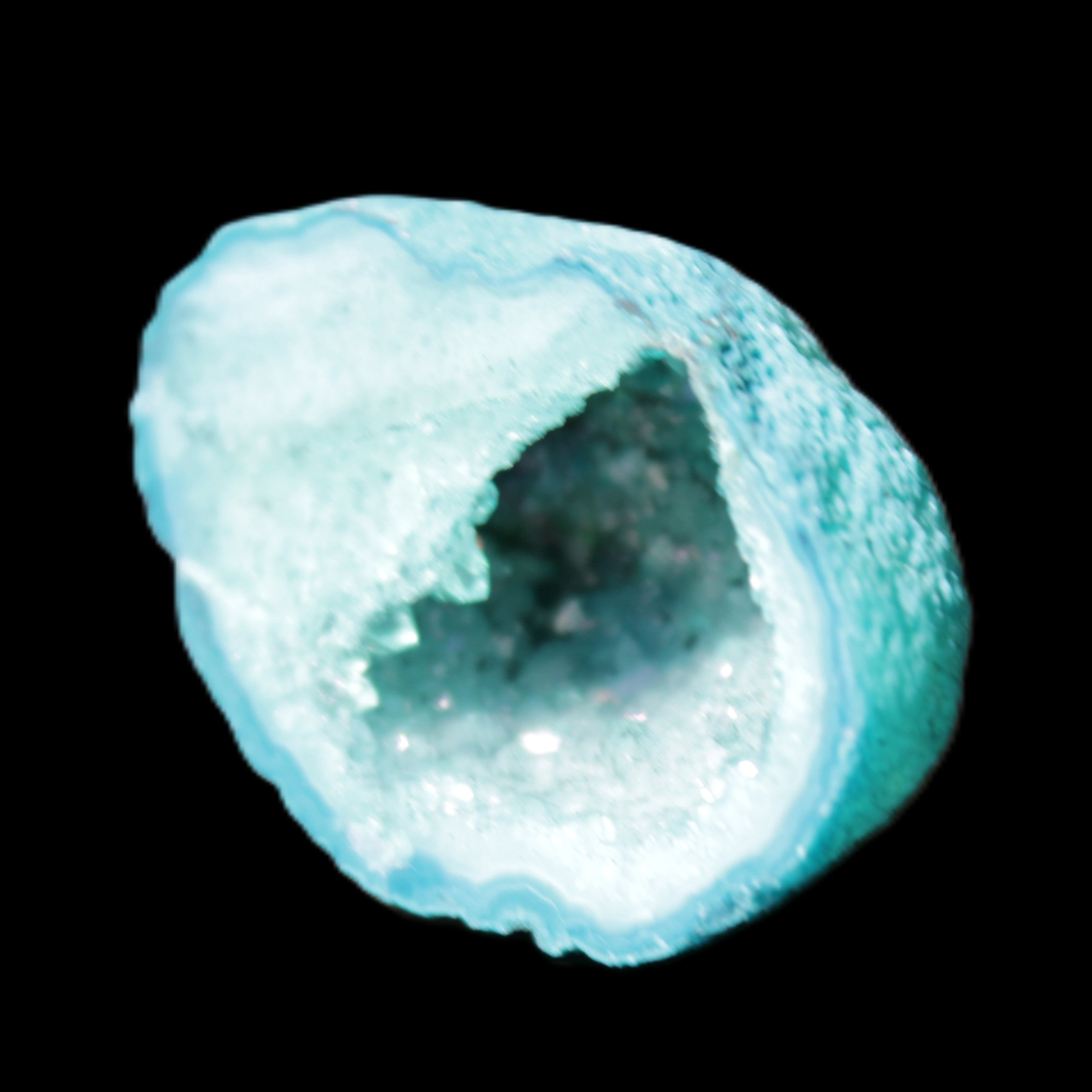 Green dyed Agate geode 40*27*20mm 16g in sunlight - Rocks and Things Store