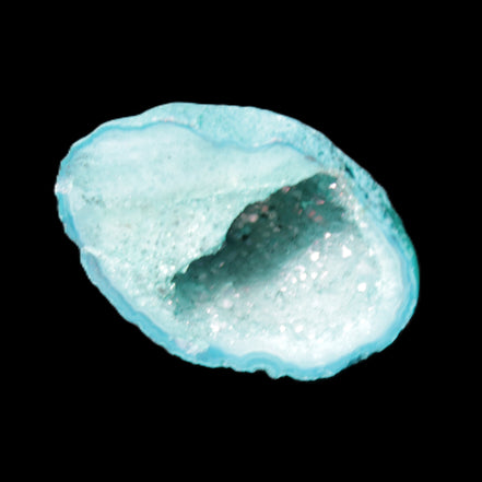 Green dyed Agate geode 40*27*20mm 16g in sunlight - Rocks and Things Store