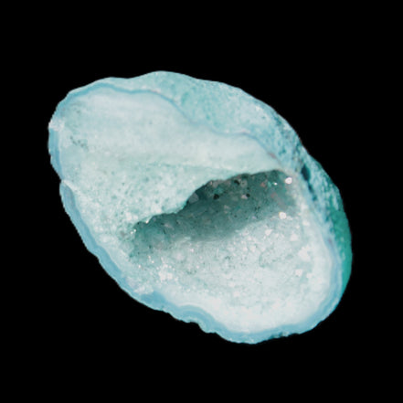 Green dyed Agate geode 40*27*20mm 16g in sunlight - Rocks and Things Store