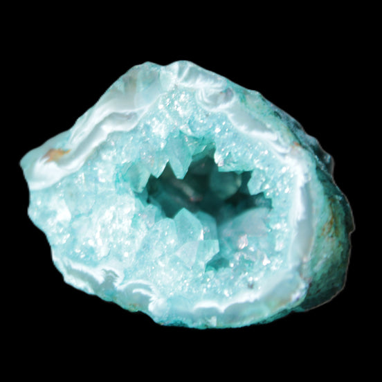 Green dyed Agate geode 50*28*32mm 46g in sunlight - Rocks and Things Store
