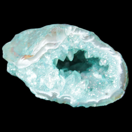 Green dyed Agate geode 50*28*32mm 46g in sunlight - Rocks and Things Store