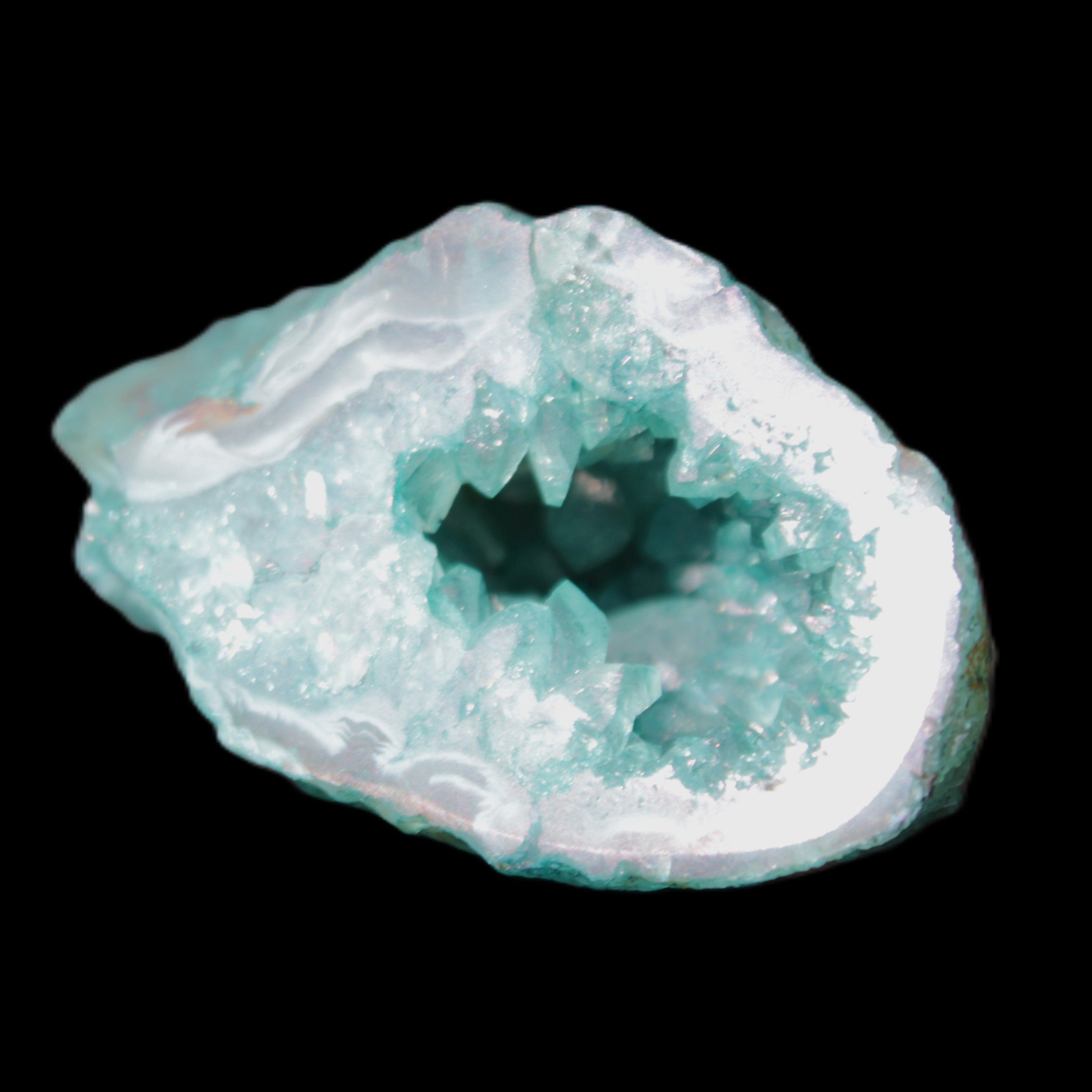 Green dyed Agate geode 50*28*32mm 46g in sunlight - Rocks and Things Store