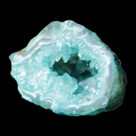 Green dyed Agate geode 50*28*32mm 46g in sunlight - Rocks and Things Store