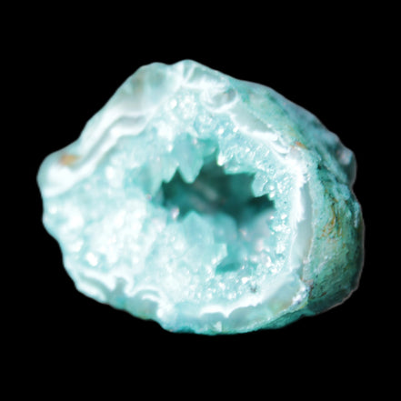 Green dyed Agate geode 50*28*32mm 46g in sunlight - Rocks and Things Store