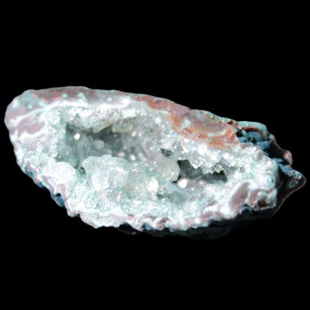 Green dyed Agate geode 51*33*35mm 35g in sunlight - Rocks and Things Store