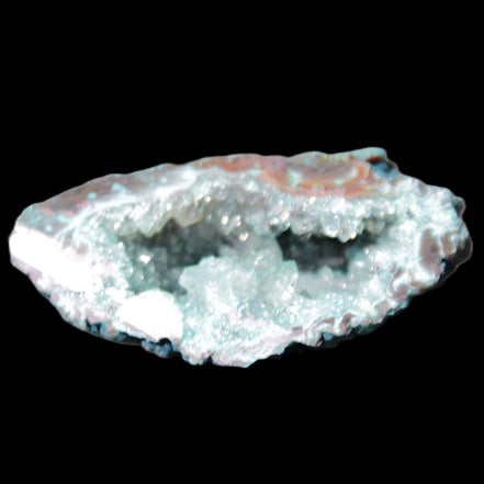 Green dyed Agate geode 51*33*35mm 35g in sunlight - Rocks and Things Store