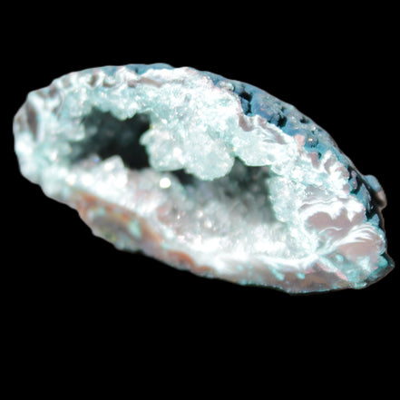 Green dyed Agate geode 51*33*35mm 35g in sunlight - Rocks and Things Store