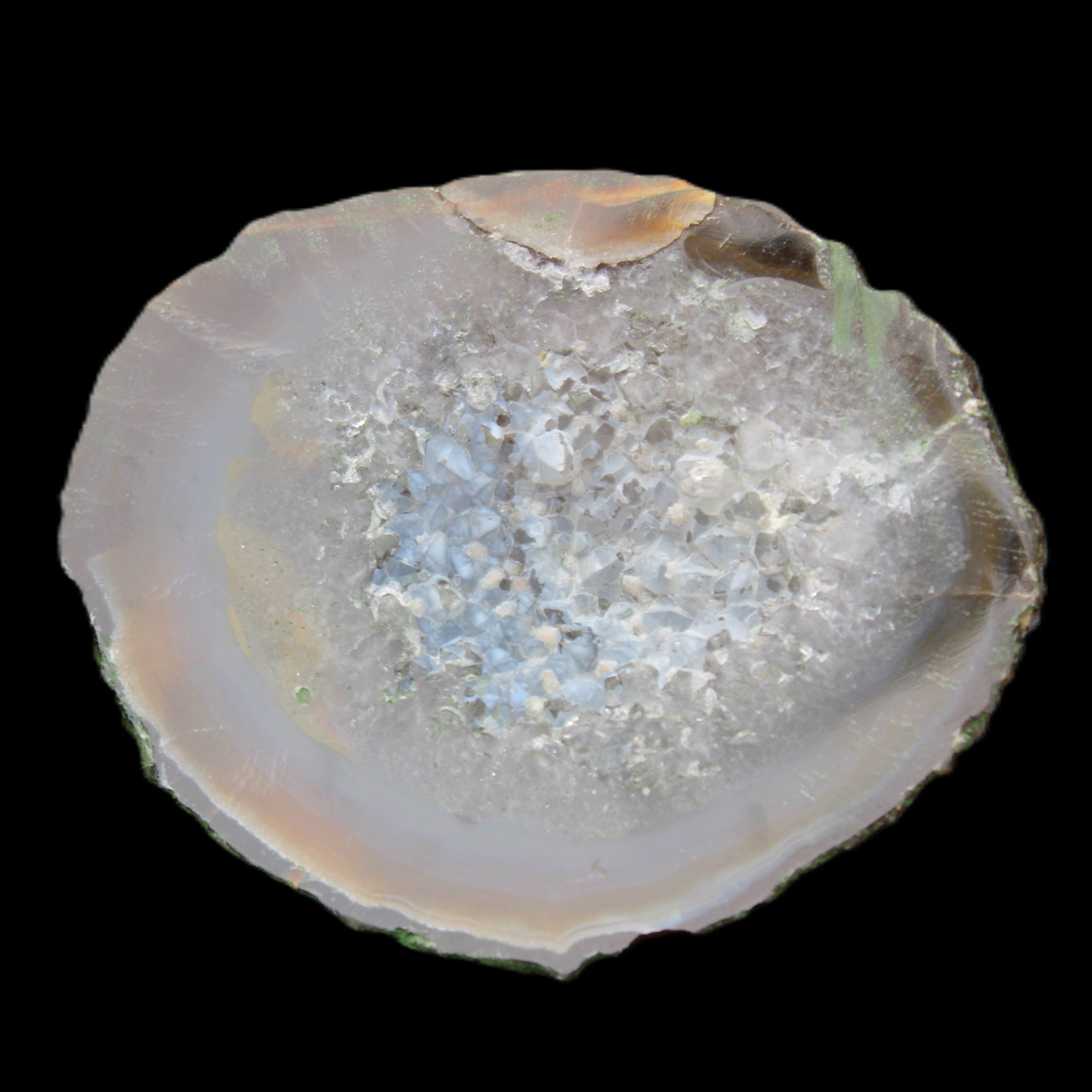 Agate geode 92*80*36mm  (312+83g) 395g in sunlight - Rocks and Things Store