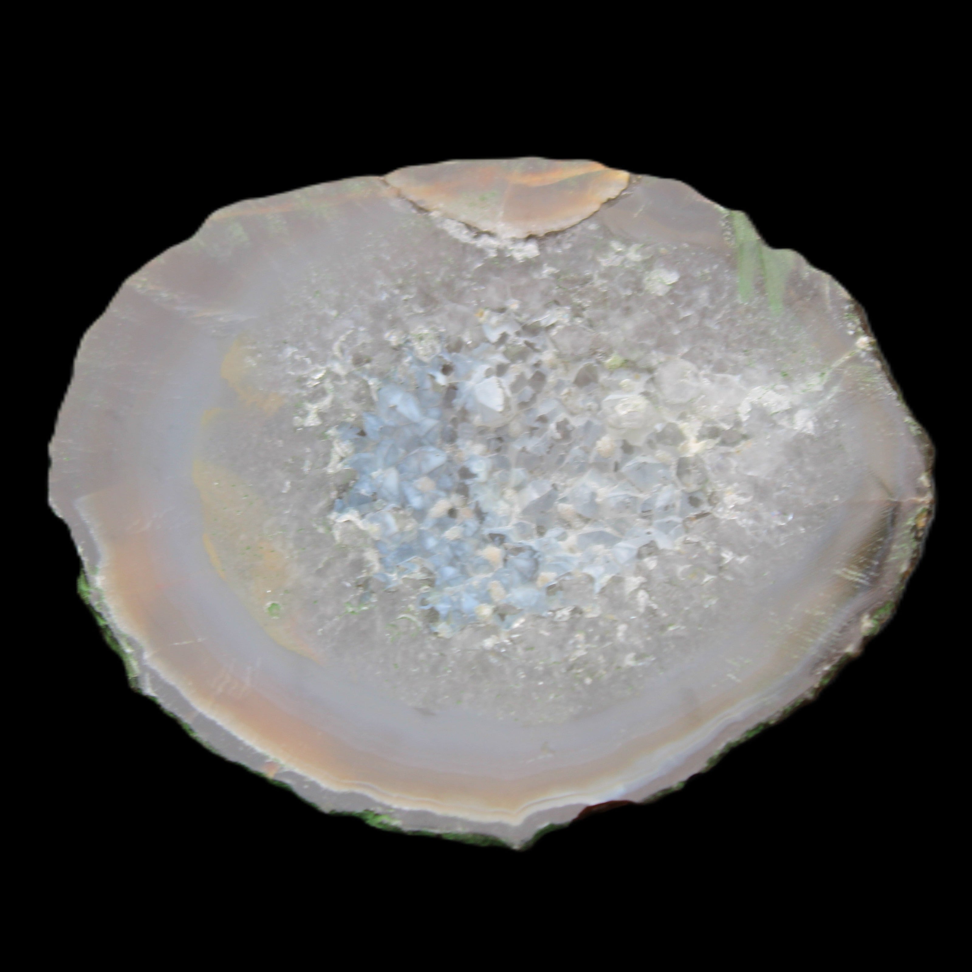 Agate geode 92*80*36mm  (312+83g) 395g in sunlight - Rocks and Things Store