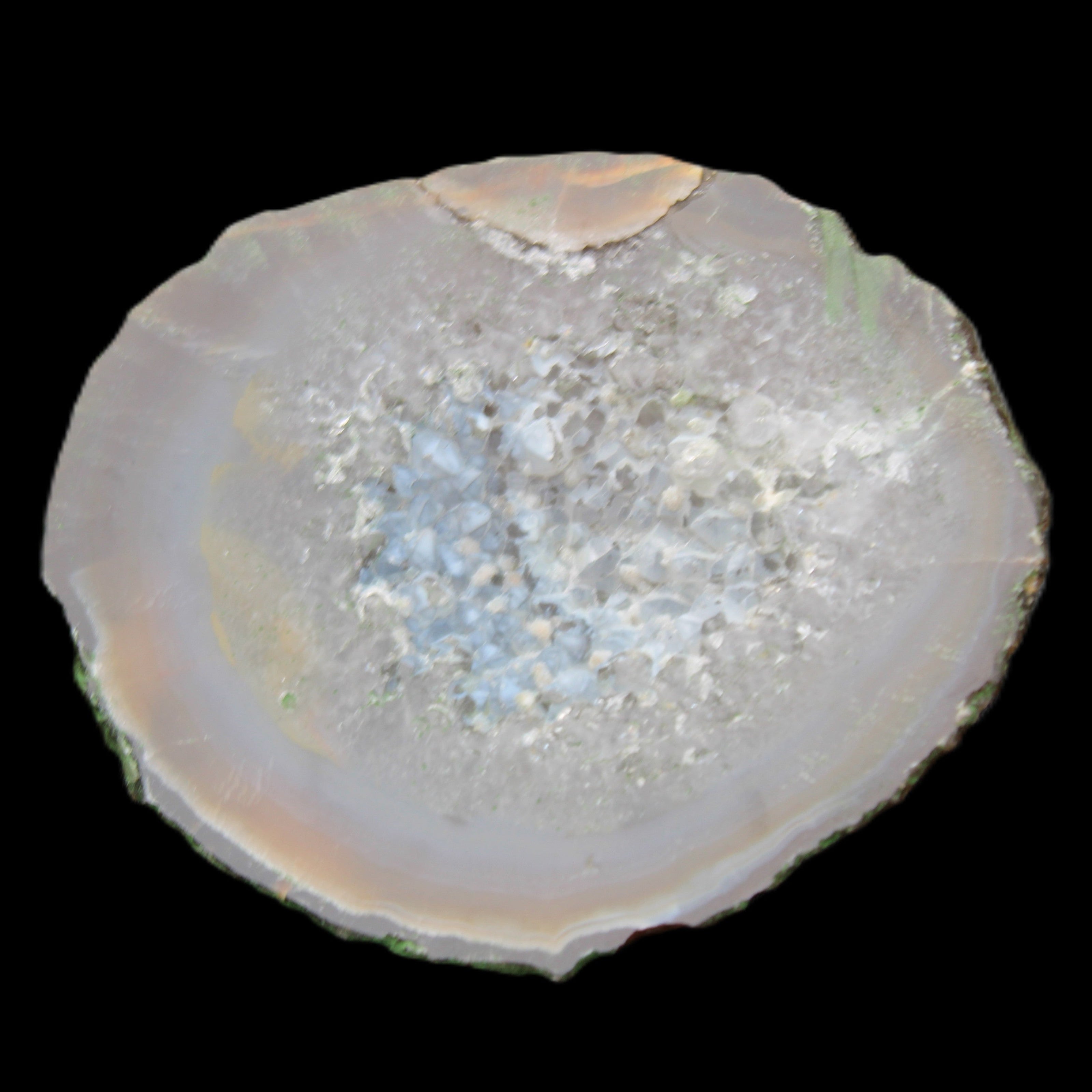 Agate geode 92*80*36mm  (312+83g) 395g in sunlight - Rocks and Things Store