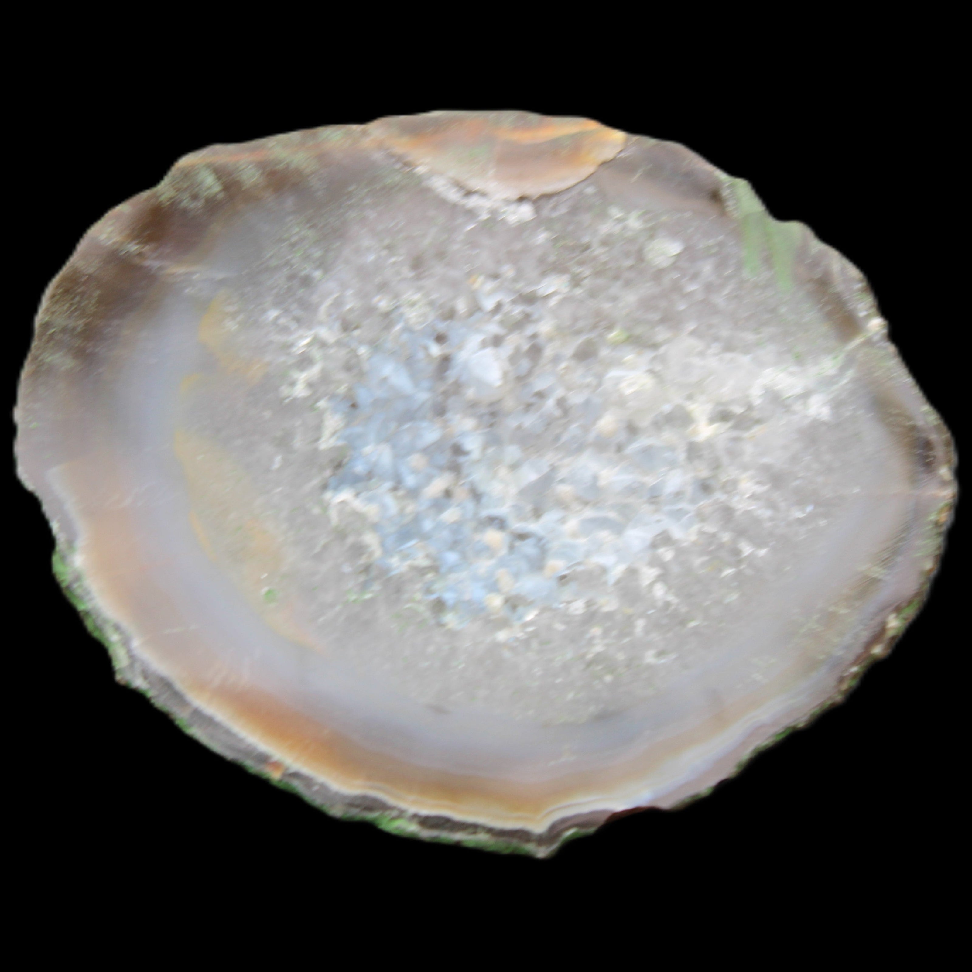 Agate geode 92*80*36mm  (312+83g) 395g in sunlight - Rocks and Things Store