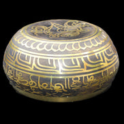 Brass Black Singing Bowl 150*80mm with wooden mallet in sunlight - Rocks and Things Store