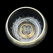 Brass Black Singing Bowl 150*80mm with wooden mallet in sunlight - Rocks and Things Store