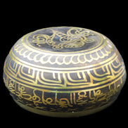Brass Black Singing Bowl 150*80mm with wooden mallet in sunlight - Rocks and Things Store