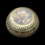 Brass Black Singing Bowl 150*80mm with wooden mallet in sunlight - Rocks and Things Store