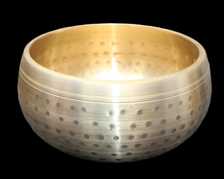 Brass Singing Bowl 145*70mm 1052g mallet 180mm in sunlight - Rocks and Things Store