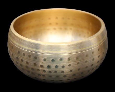 Brass Singing Bowl 145*70mm 1052g mallet 180mm in sunlight - Rocks and Things Store