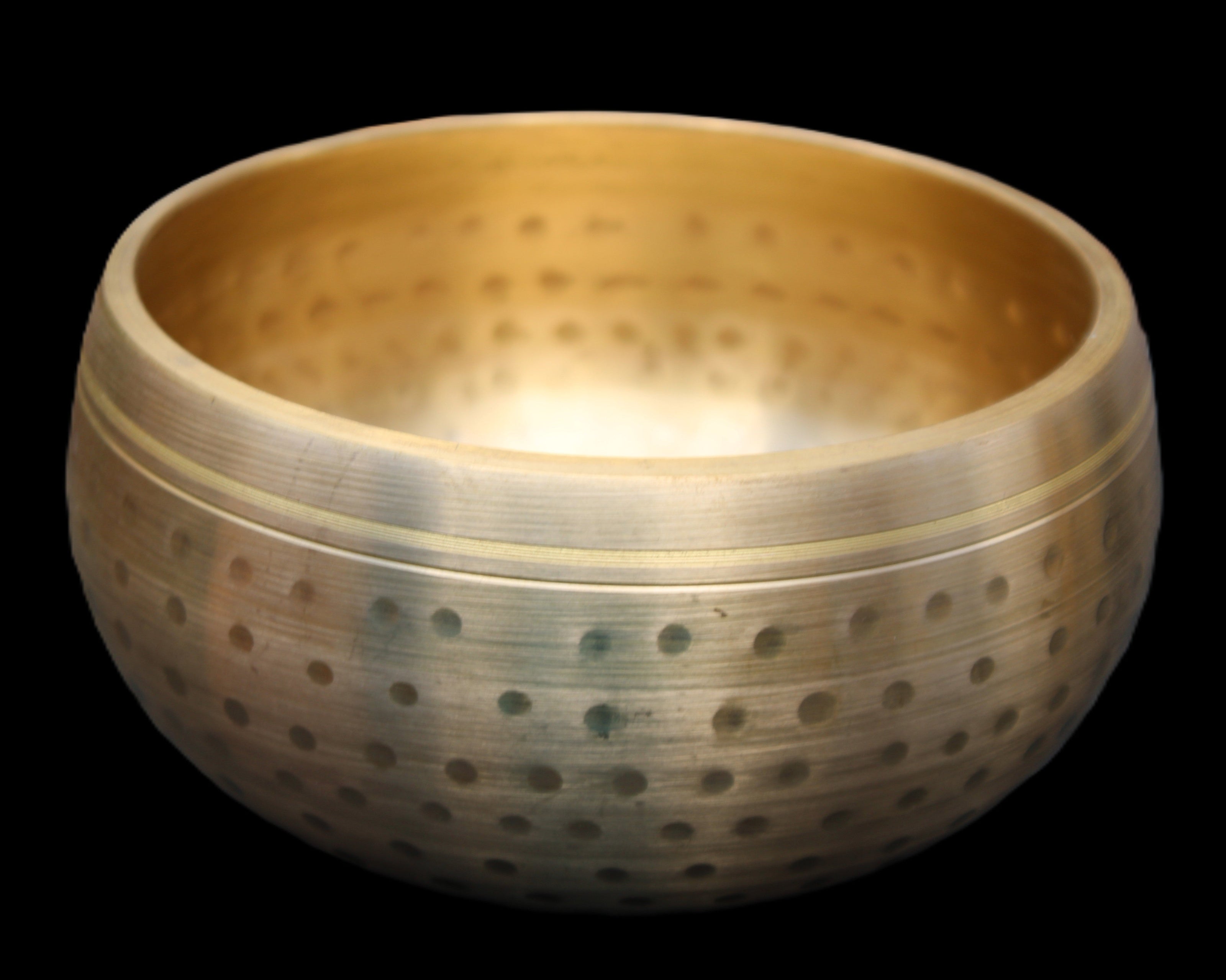 Brass Singing Bowl 145*70mm 1052g mallet 180mm in sunlight - Rocks and Things Store