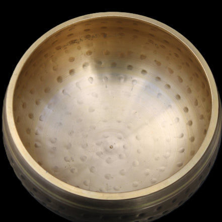 Brass Singing Bowl 145*70mm 1052g mallet 180mm in sunlight - Rocks and Things Store