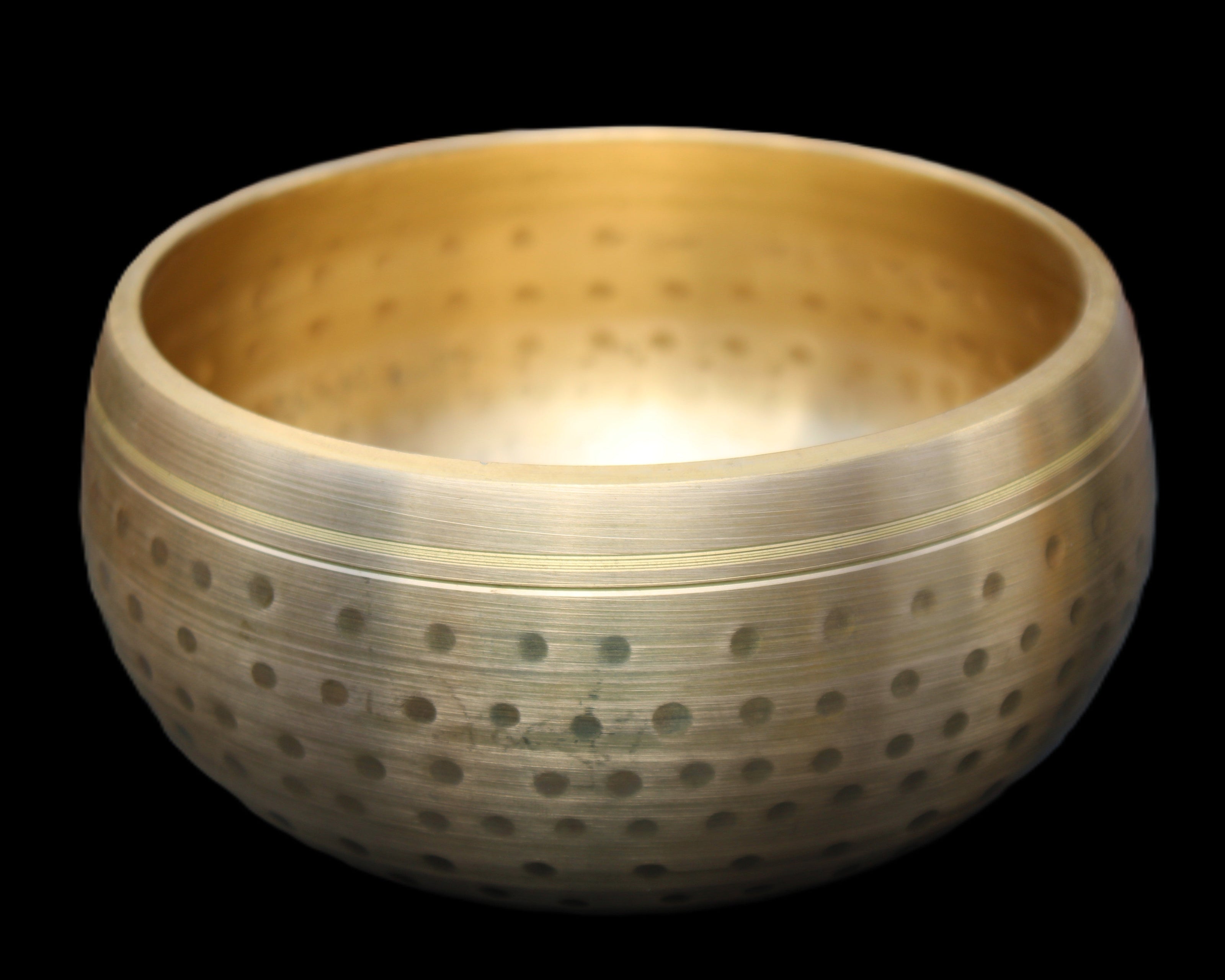 Brass Singing Bowl 145*70mm 1052g mallet 180mm in sunlight - Rocks and Things Store