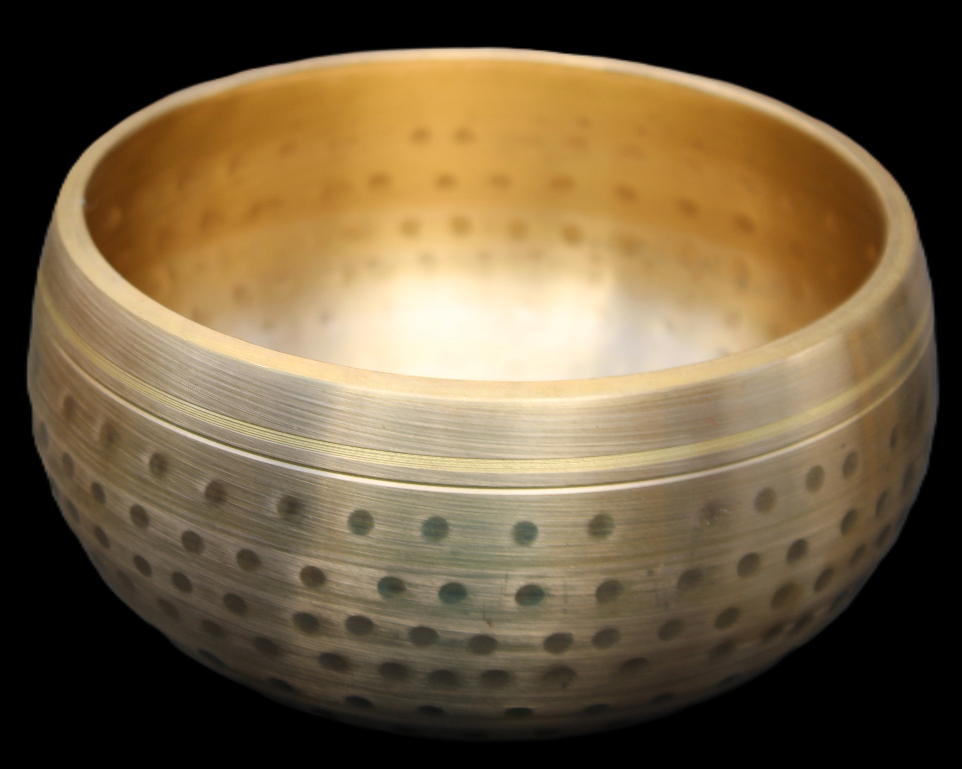 Brass Singing Bowl 145*70mm 1052g mallet 180mm in sunlight - Rocks and Things Store