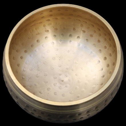 Brass Singing Bowl 145*70mm 1052g mallet 180mm in sunlight - Rocks and Things Store