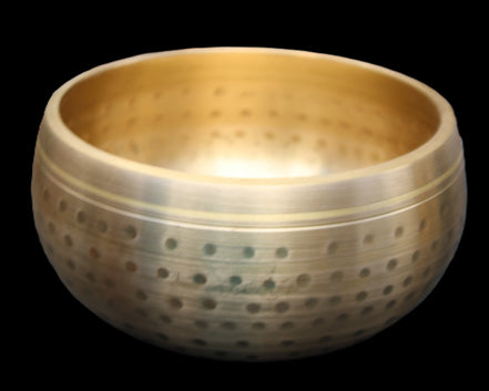 Brass Singing Bowl 145*70mm 1052g mallet 180mm in sunlight - Rocks and Things Store