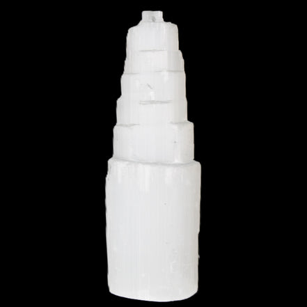 Selenite tower 46*150mm 449g in sunlight - Rocks and Things Store