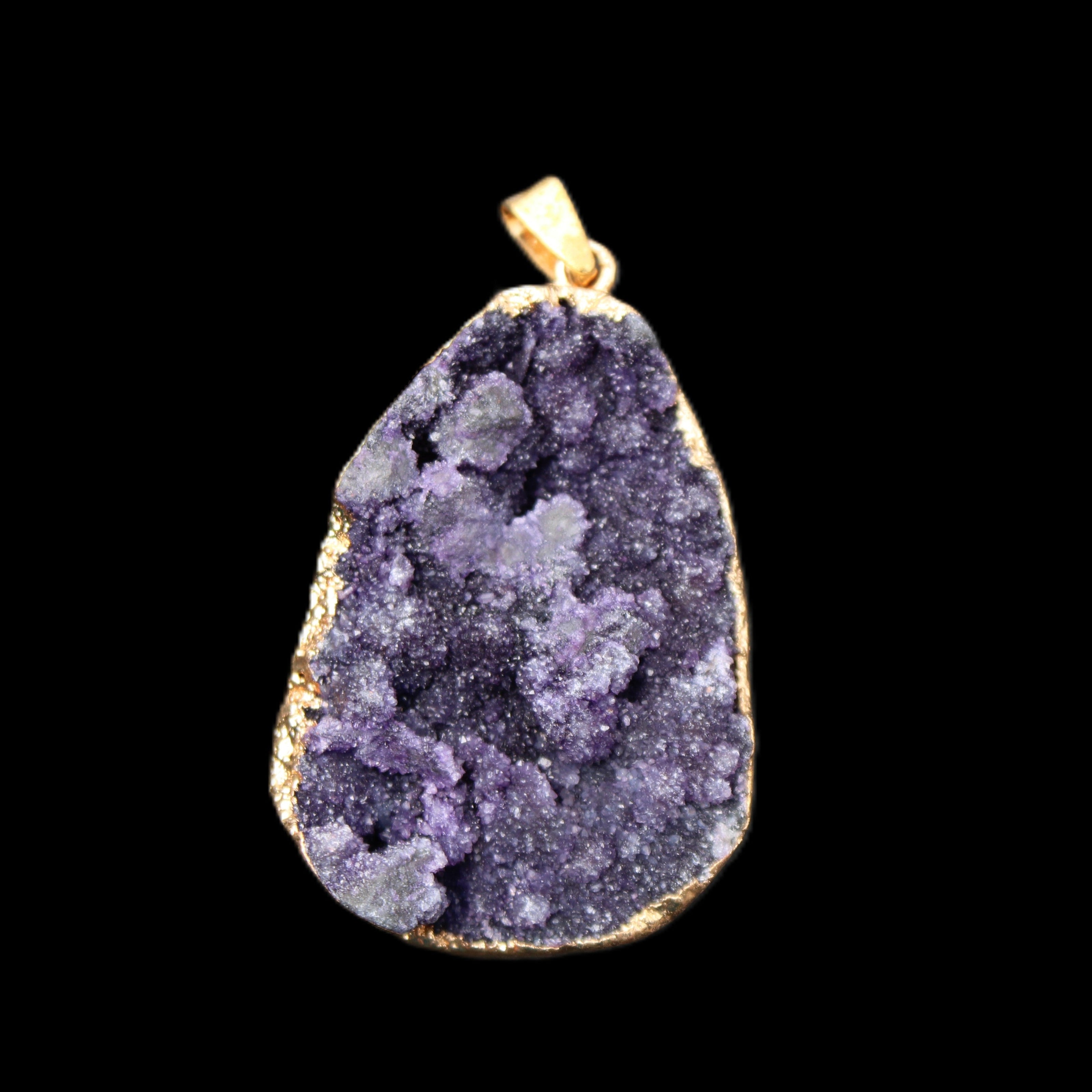 Amethyst geode necklace pendant 28*45mm 18g in sunlight - Rocks and Things Store