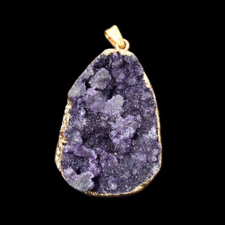 Amethyst geode necklace pendant 28*45mm 18g in sunlight - Rocks and Things Store