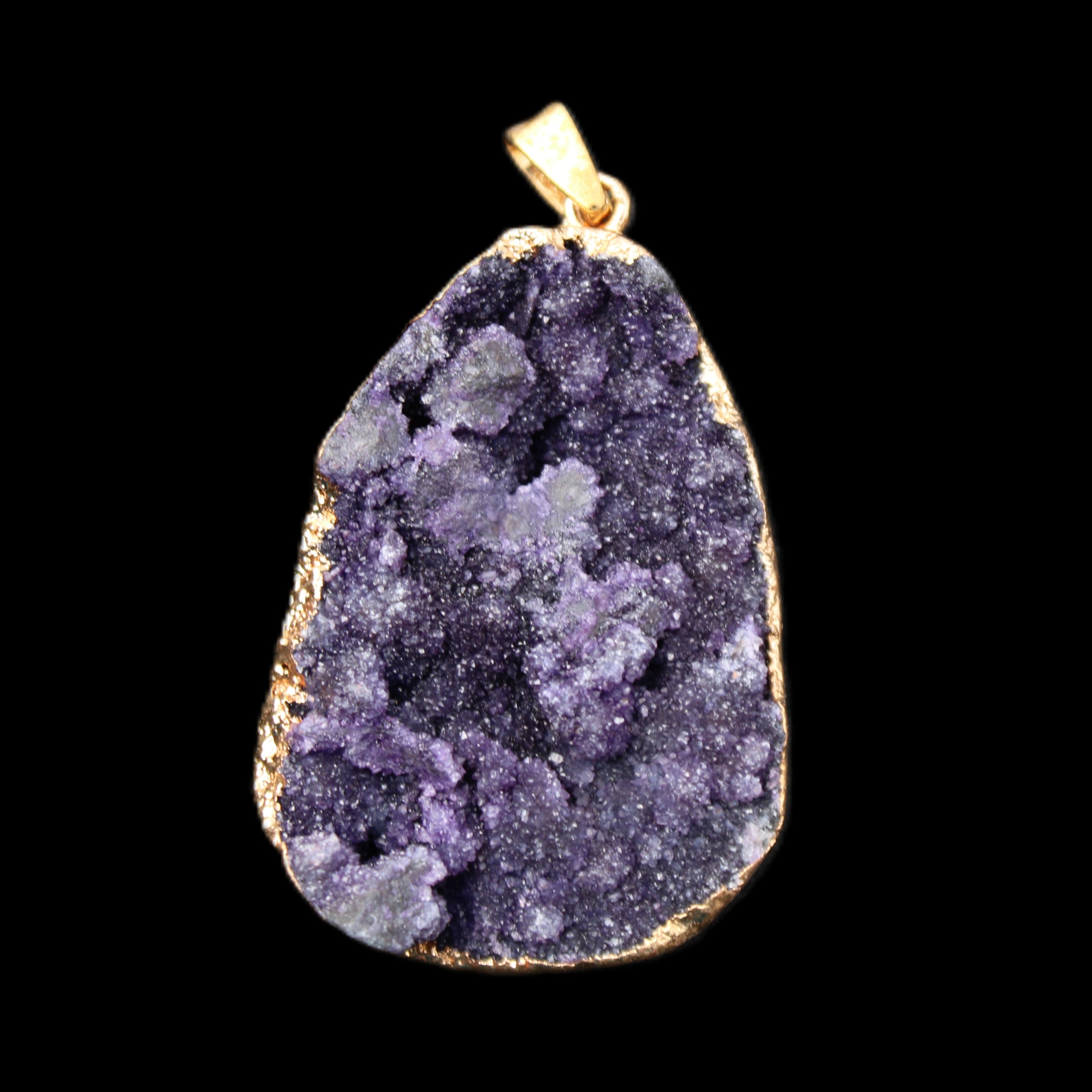 Amethyst geode necklace pendant 28*45mm 18g in sunlight - Rocks and Things Store