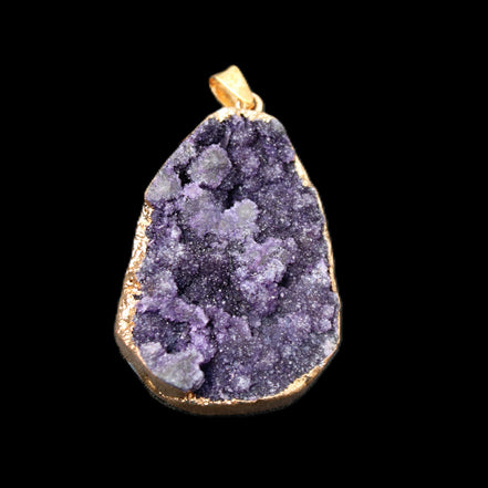 Amethyst geode necklace pendant 28*45mm 18g in sunlight - Rocks and Things Store