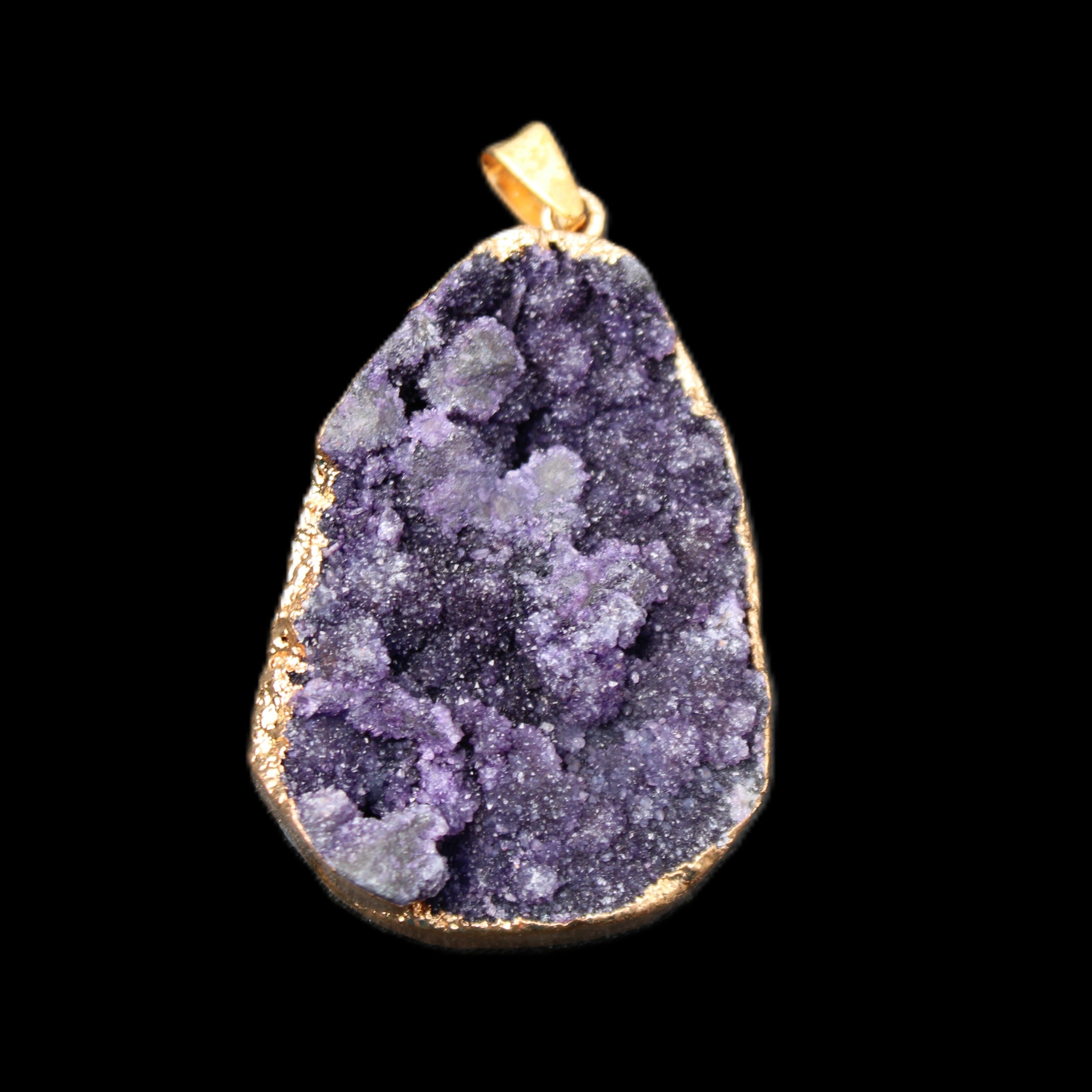 Amethyst geode necklace pendant 28*45mm 18g in sunlight - Rocks and Things Store