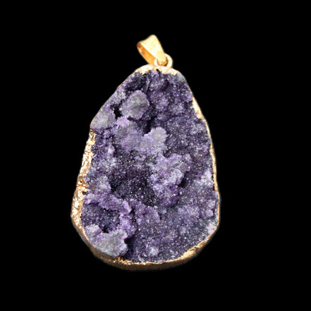 Amethyst geode necklace pendant 28*45mm 18g in sunlight - Rocks and Things Store