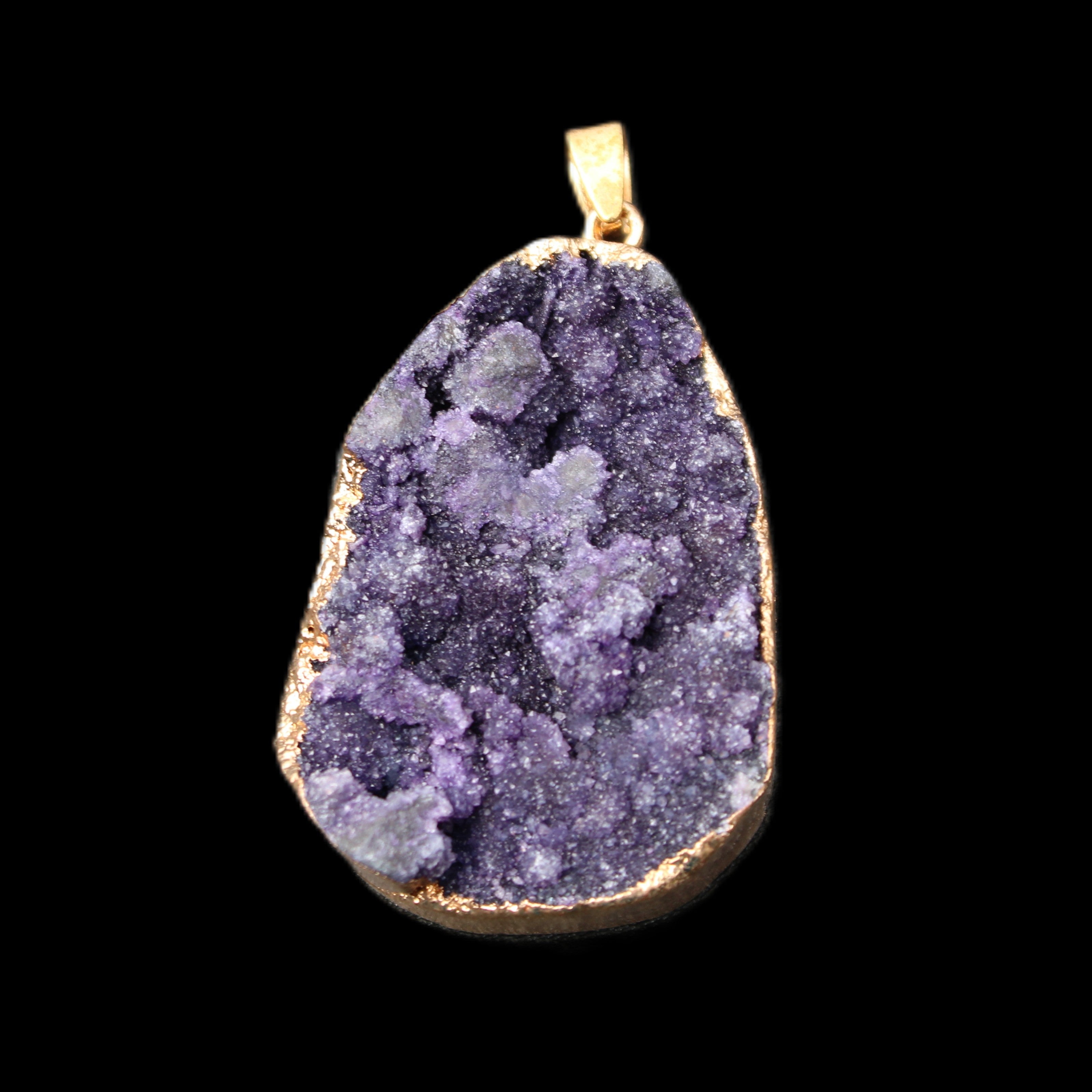 Amethyst geode necklace pendant 28*45mm 18g in sunlight - Rocks and Things Store