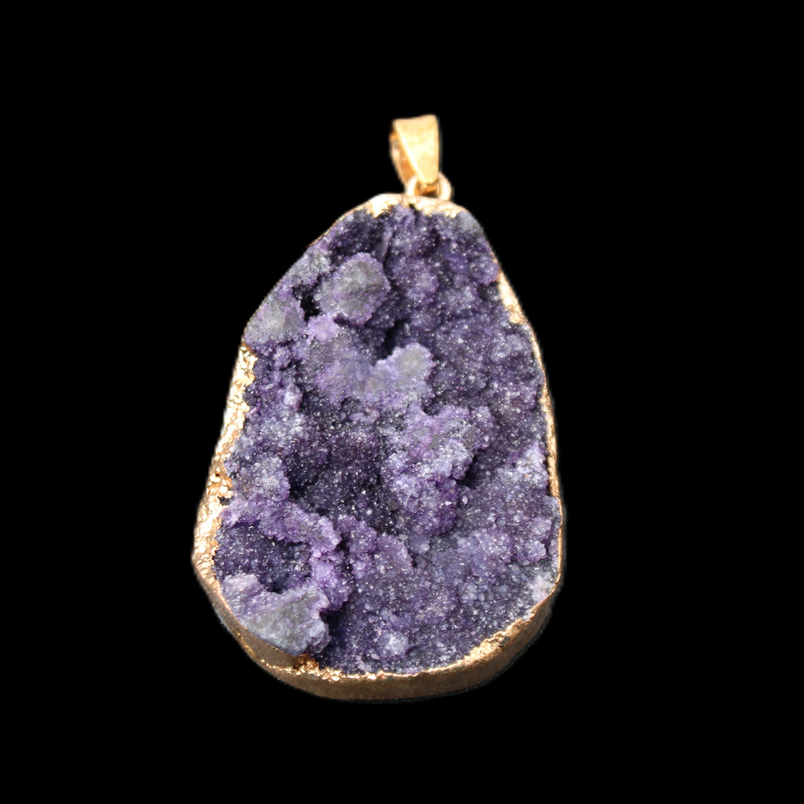 Amethyst geode necklace pendant 28*45mm 18g in sunlight - Rocks and Things Store
