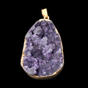 Amethyst geode necklace pendant 28*45mm 18g in sunlight - Rocks and Things Store