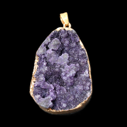 Amethyst geode necklace pendant 28*45mm 18g in sunlight - Rocks and Things Store